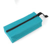A teal Oxford cloth hand-held storage bag with a black zipper and strap.