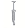 Stainless steel piercing ball grabber tool with a long shaft and textured grip