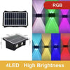 Set solarwandleuchten mit RGB-Beleuchtung und 4 LEDs für die Gartendekoration im Außenbereich.