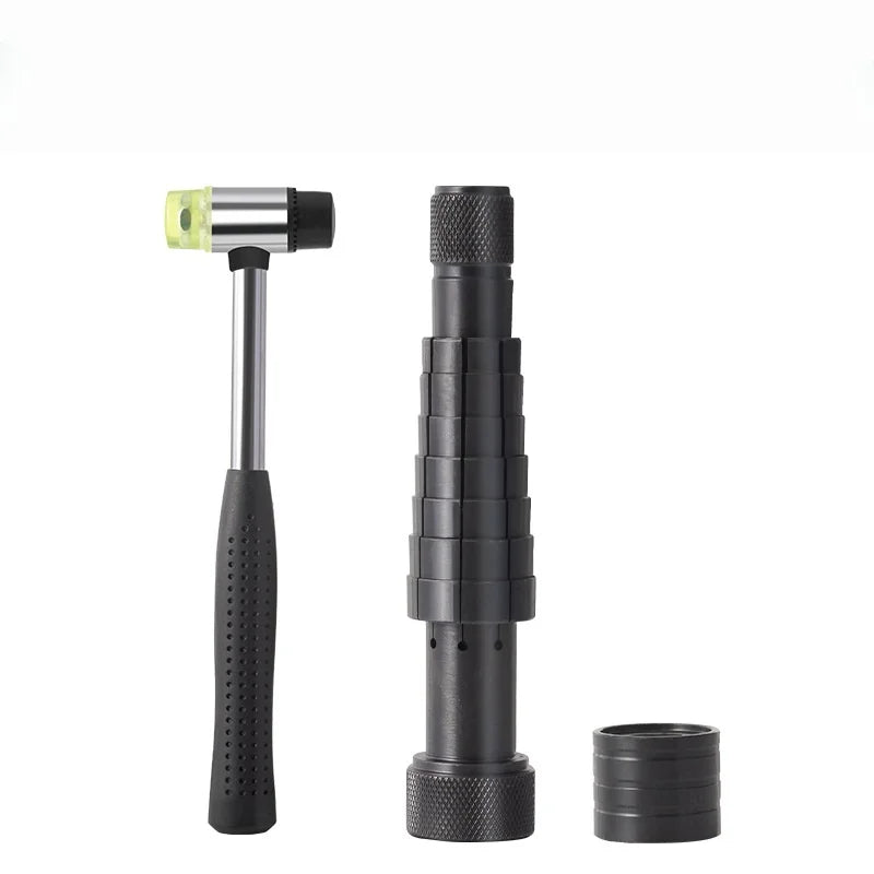A black professional ring stretcher and expander tool with a yellow-tipped metal rod and a rubber grip.