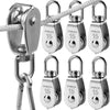 Stainless steel wire rope pulley block with various sizes of pulleys and a chain link