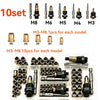 A set of M8 to M3 manual riveting tools and corresponding nuts packaged in a plastic tray.