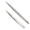A pair of precision stainless steel tweezers with SS-SA and 3C-SA tips.