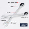 A silver plum blossom end wrench with a round head and open end, made of HRC48 alloy steel.