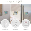 Multiple mounting options for a digital indoor thermometer and hygrometer including stick to the wall and durable stand.