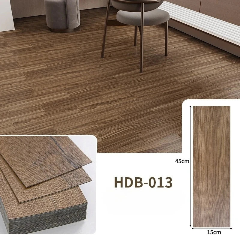Close-up view of HDB-013 wood grain floor tiles showing texture and dimensions.