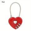 A red heart-shaped combination padlock with a white cord and numbered dials.