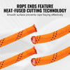 Close-up view of an orange heat-fused cutting technology rope showing its textured surface.