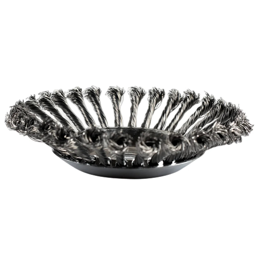 A black universal gas or petrol trimmer head with multiple rotating filaments.