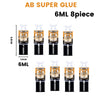 Eight pieces of AB Super Glue 6ML epoxy resin adhesive shown in a row.