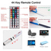 Control remoto y accesorios para un sistema de luces LED RGB programables.