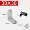 Edelstahl-Eckwinkelhalterungen in L-Form (30x30mm) und eine 15,5mm Schraube.
