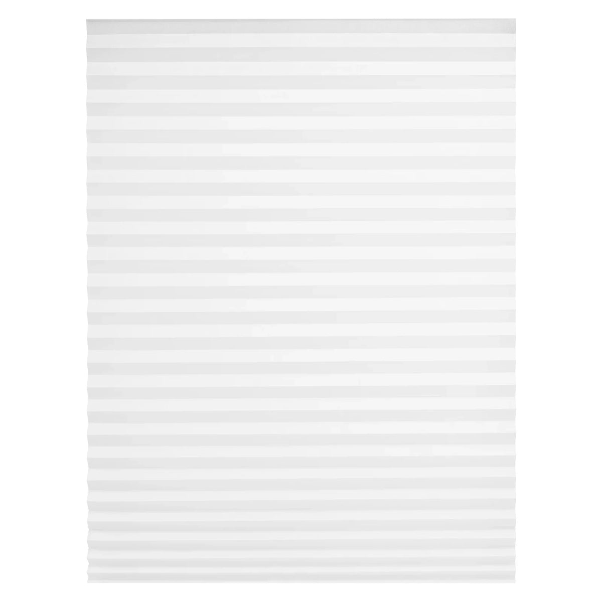 White pleated window blinds with horizontal stripes
