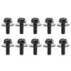 A set of black U-type body bolts and clips for auto fastening.