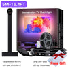 Black immersion TV backlight strip with a mounting rod and controller for LED lighting