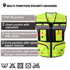 Helles gelbes Sicherheits-Arbeitsvest mit neun multifunktionalen Taschen zum Aufbewahren.
