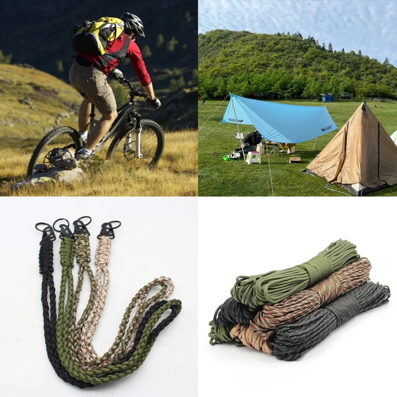 Eine Ansammlung verschiedenfarbiger Paracord-Lanyards und Schlüsselanhänger.