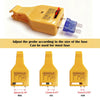 A yellow DC 24V automotive fuse tester and puller tool with various sized probes for adjusting to different fuses.