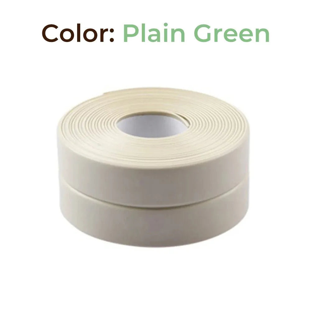 Roll of plain green universal PVC sealing strips for bathroom and kitchen