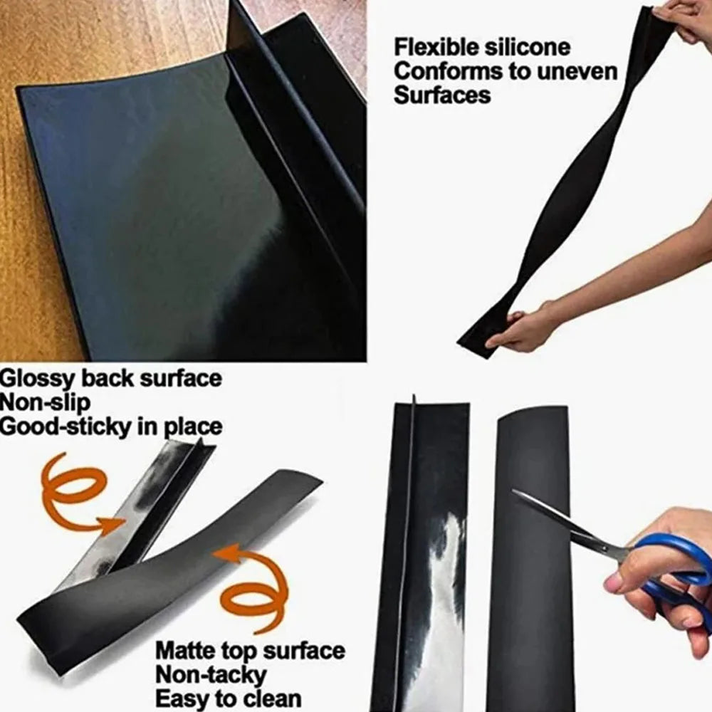 Bande d'étanchéité en silicone noire pour créer un joint serré sur des surfaces inégales.