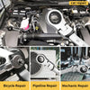 A set of chrome vanadium steel ratcheting wrenches used for various mechanical repairs.