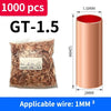 Bolsa de 1000 terminales de crimpado GT-1.5 de cobre de color dorado con un diámetro exterior de 1.5 mm.