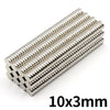 A close-up view of silver refrigerator magnets with a 10mm diameter and 3mm thickness.