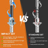 Comparison of an impact bit and a standard bit for screw driving applications.