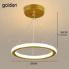 Lámpara de techo LED moderna dorada con diseño de anillo circular y ajuste libre de 50 cm.