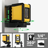 Nivel láser profesional amarillo y negro con función de rotación de 360 grados.