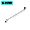 Llave de trinquete extra larga de acero al vanadio cromo con marcas de 17-19mm.