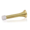 A brass decorative iron spring door stopper with a white plastic end.