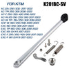 Motorcycle side stand kickstand kit for KTM featuring a silver metal rod and various hardware components.