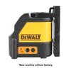 A black Dewalt laser level tool with a yellow body and an accessory mount, shown against a white background.