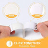 White double-sided photo frame adhesive strips showing hook and loop features being clicked together to lock in place