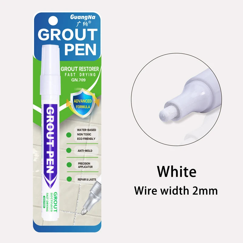 Pinceau à joint blanc avec pointe de fil de 2mm, montré dans un emballage pour restaurer le joint.