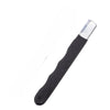 A black sharpening stone with a silver metal blade, used for professional knife and shears sharpening.