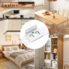 White heavy-duty stainless steel corner brackets used for securing furniture joints.