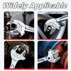 Gros plan d'une clé à pince robuste et ajustable en acier utilisée sur un raccord métallique.