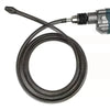 A heavy duty spring sewer cleaning tool with a coiled metal spring and a plastic handle attachment.