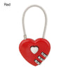 A red heart-shaped 3-digit combination lock with a silver wire loop.