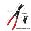 Une paire de pinces de déconnexion électriques automobiles noires et rouges avec une ouverture maximale de 40 mm.