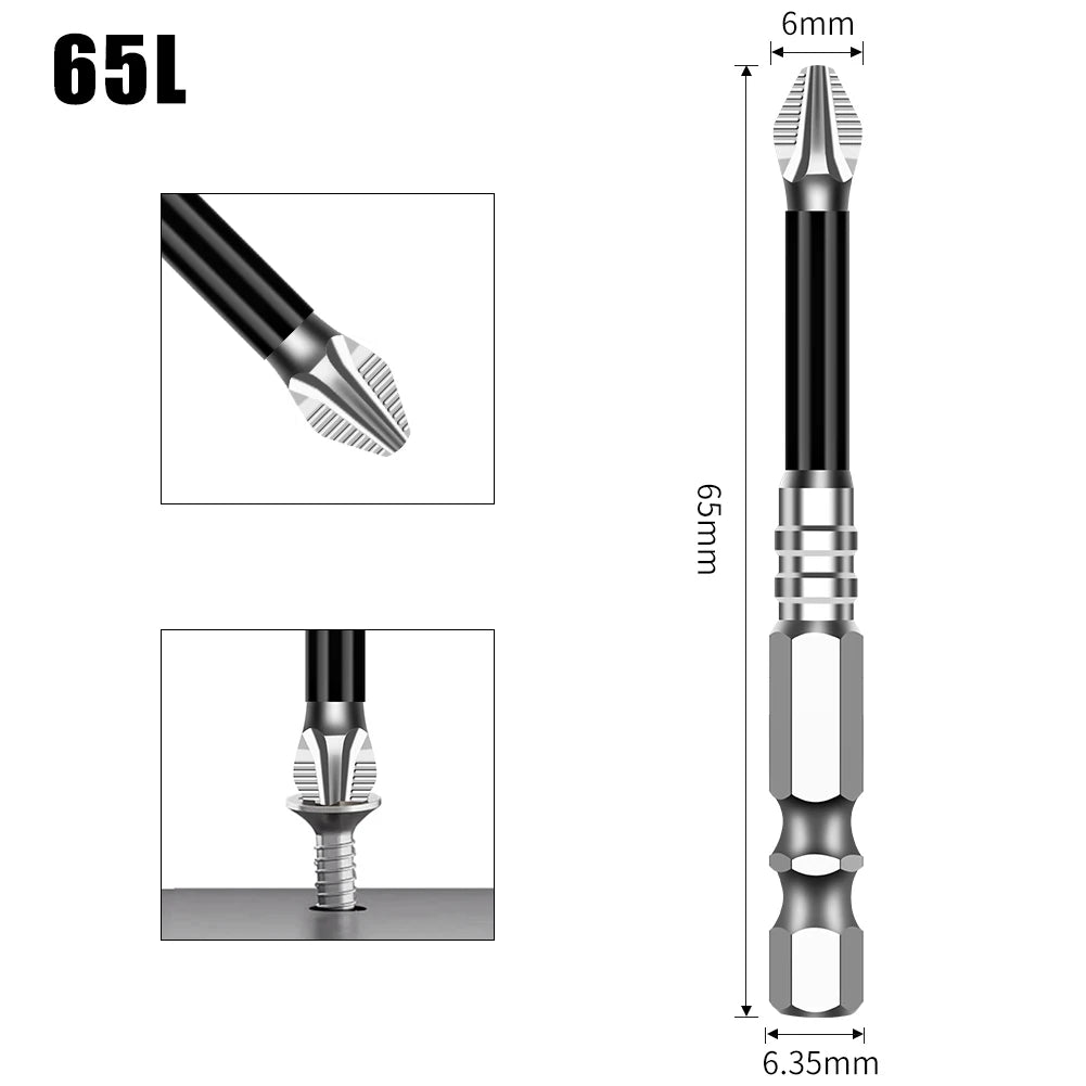 A precision magnetic drill bit set showing a long, slender drill bit and its components with various sizes.