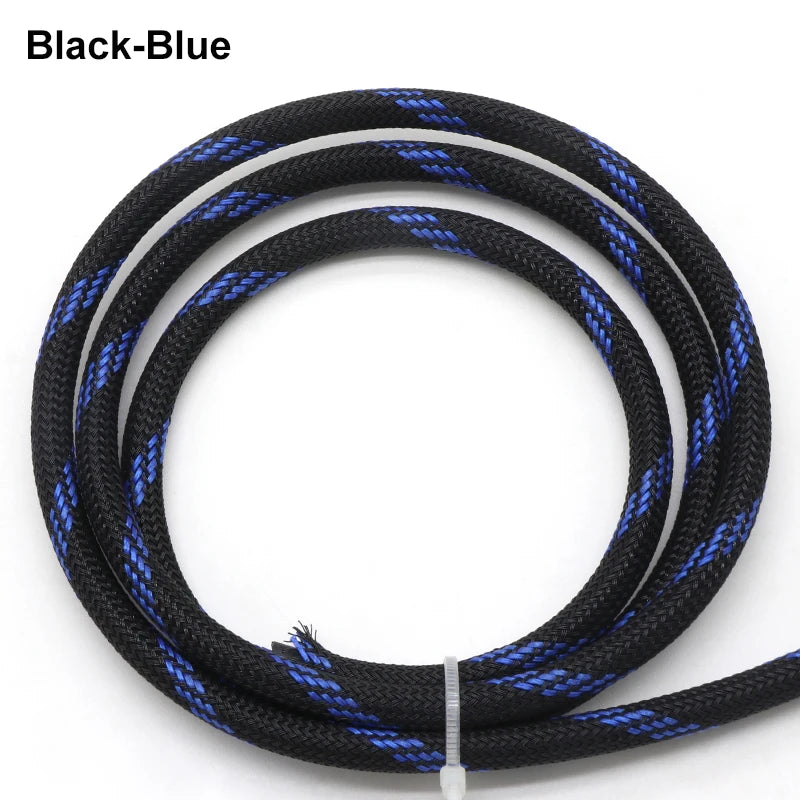 Manches de câble tressés bleu-noir enroulés pour utilisation