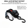 Black auto retract ratchet set with webbing and hooks for cargo securing