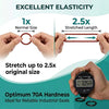 Hands demonstrate the elasticity of a silicone O-ring, showing it can stretch up to 2.5 times its normal size.