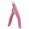 A pink precision acrylic nail clipper with a silver opening mechanism.