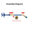 Assembly diagram showing a straight and bend precision oil and dye injector kit with a built-in check valve