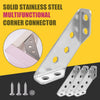 Supports d'angle multifonctionnels en acier inoxydable solide, montrés sous divers angles et configurations.