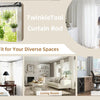 Matte black heavy duty curtain rods shown in various contexts including a window, bedroom, living room, and office.